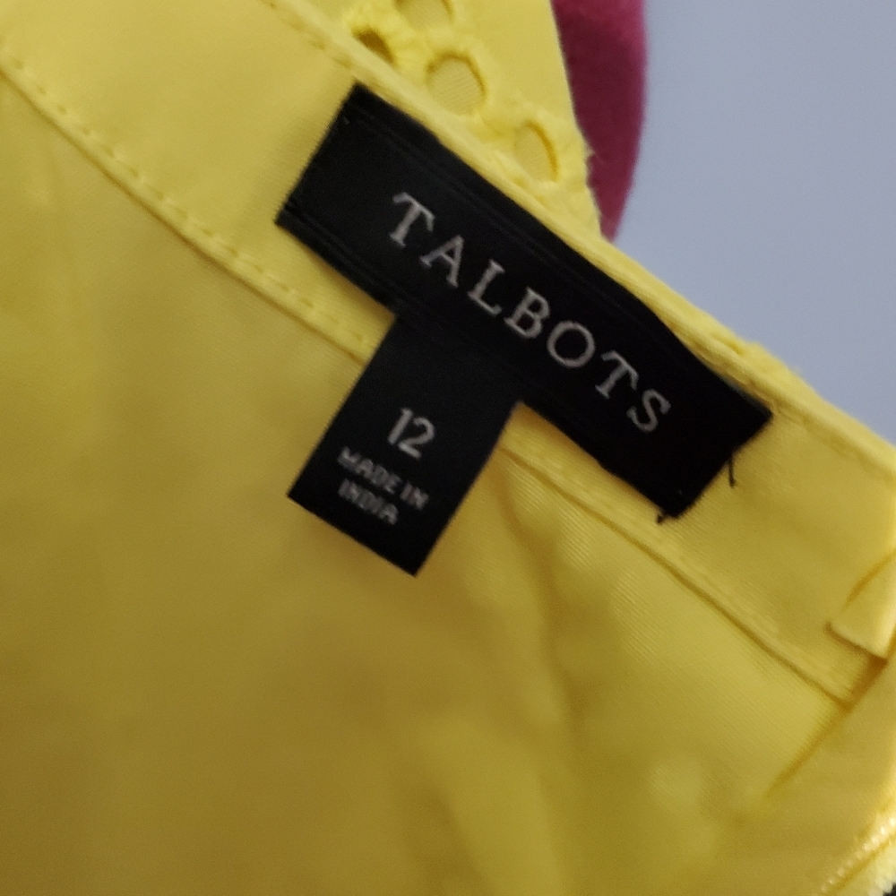 Talbots Yellow Eyelet Sleeveless Sheath Dress 100% Cotton Size 12 - Picture 5 of 5